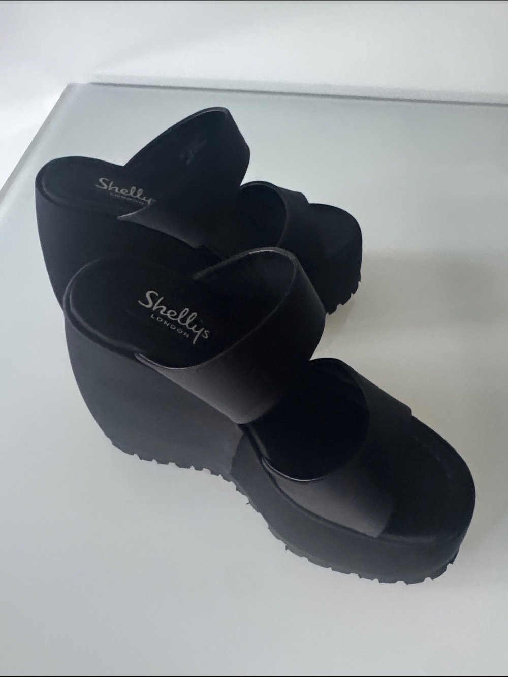 Dolls Kill Shellys London Gabriella Platform Wedge Mules Black Size 6 (EU 37) - Picture 8 of 14